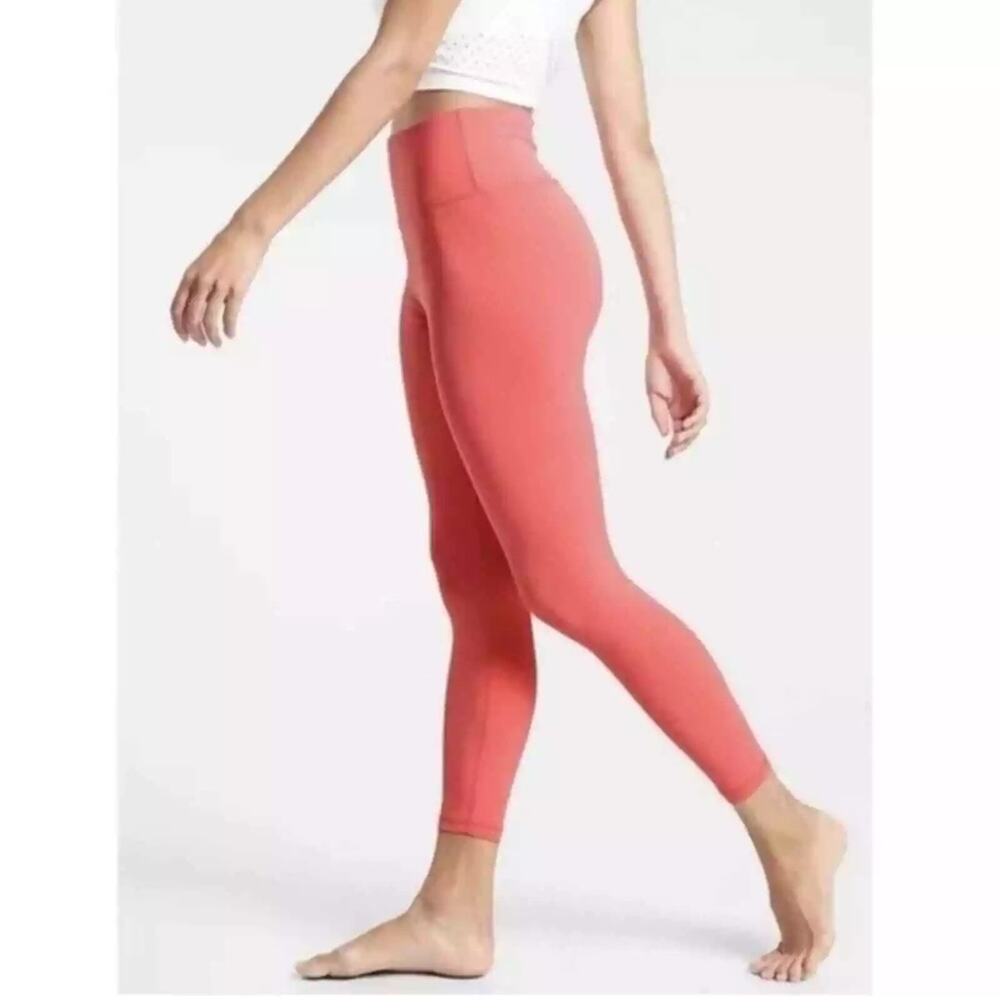 Athleta Elation Ultra High Rise 7/8 Leggings XS Coral Yoga Pilates Athleisure